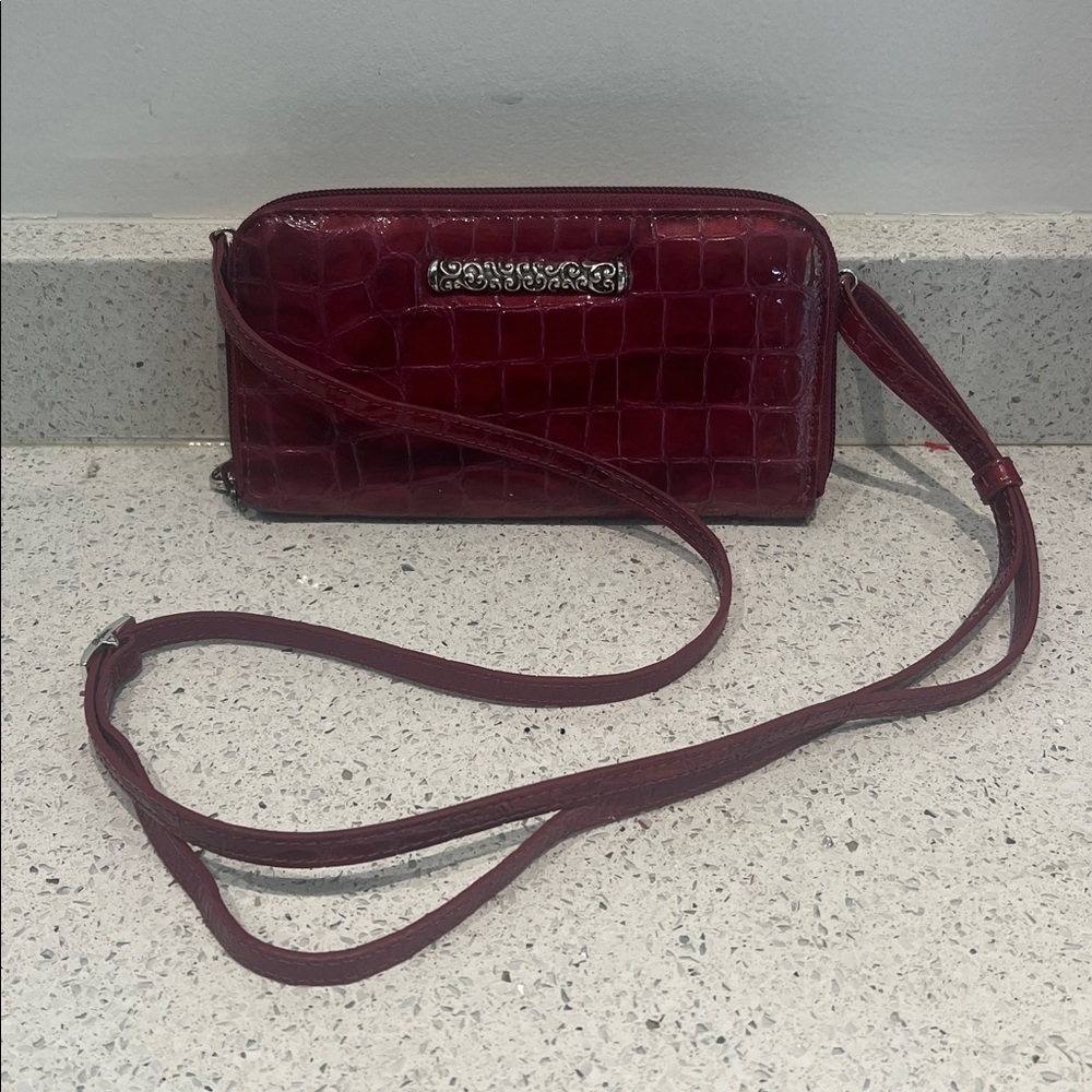 Brighton Red Croc-Embossed Crossbody Bag